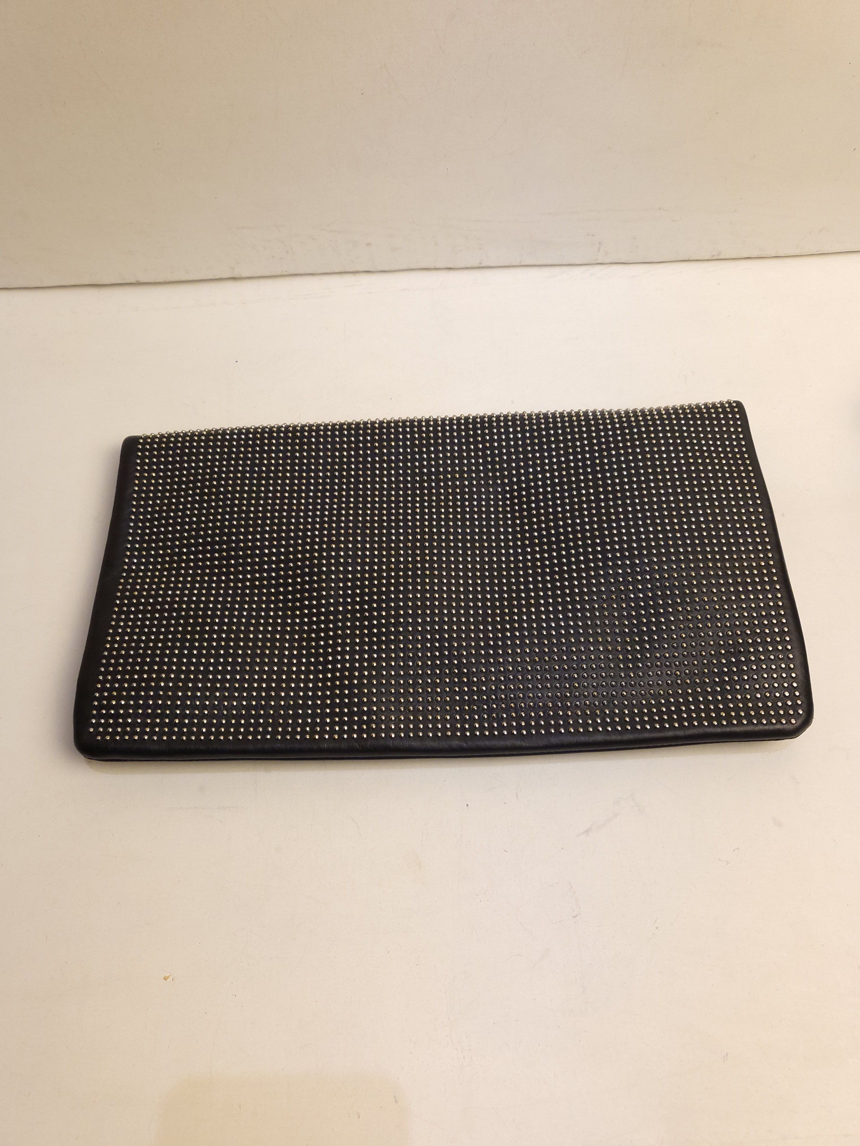 Preowned Saint Laurent black micro-studded clutch bag leather