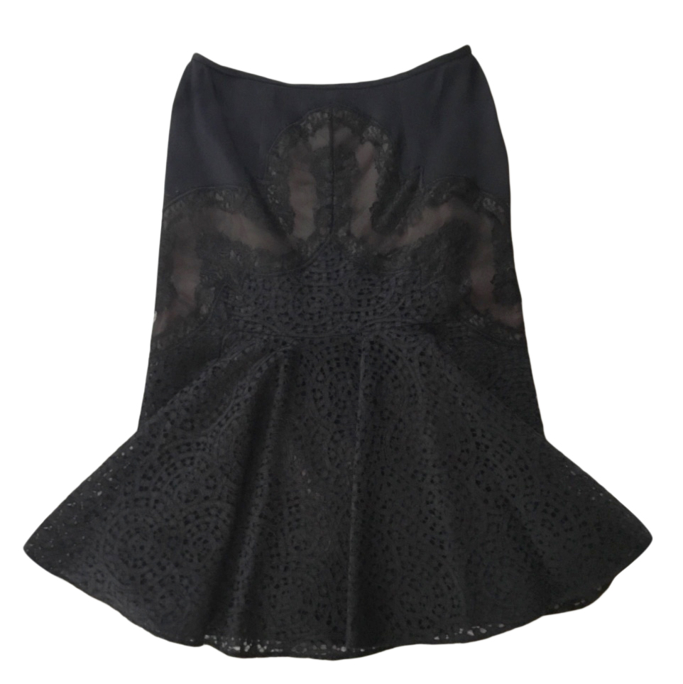 Stella McCartney Black Lace Skirt with Nude Underlay Size S silk