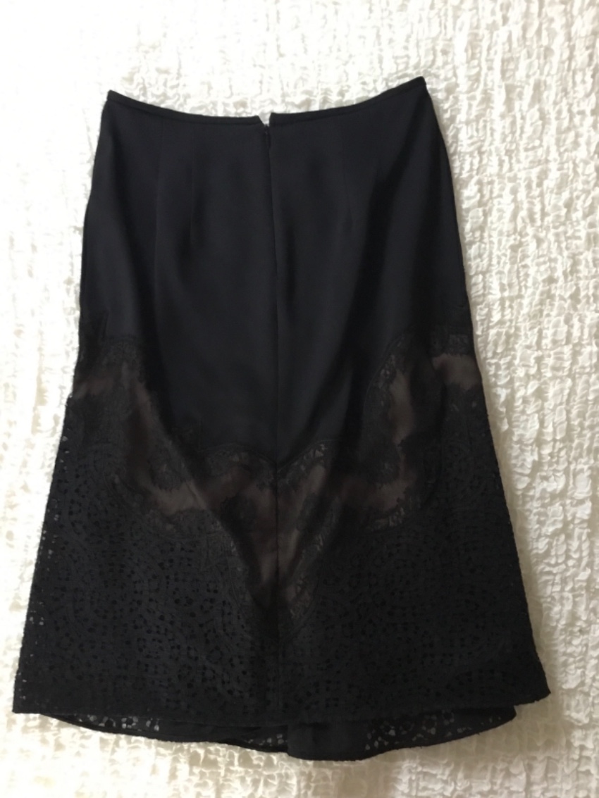 Stella McCartney Black Lace Skirt with Nude Underlay Size S silk