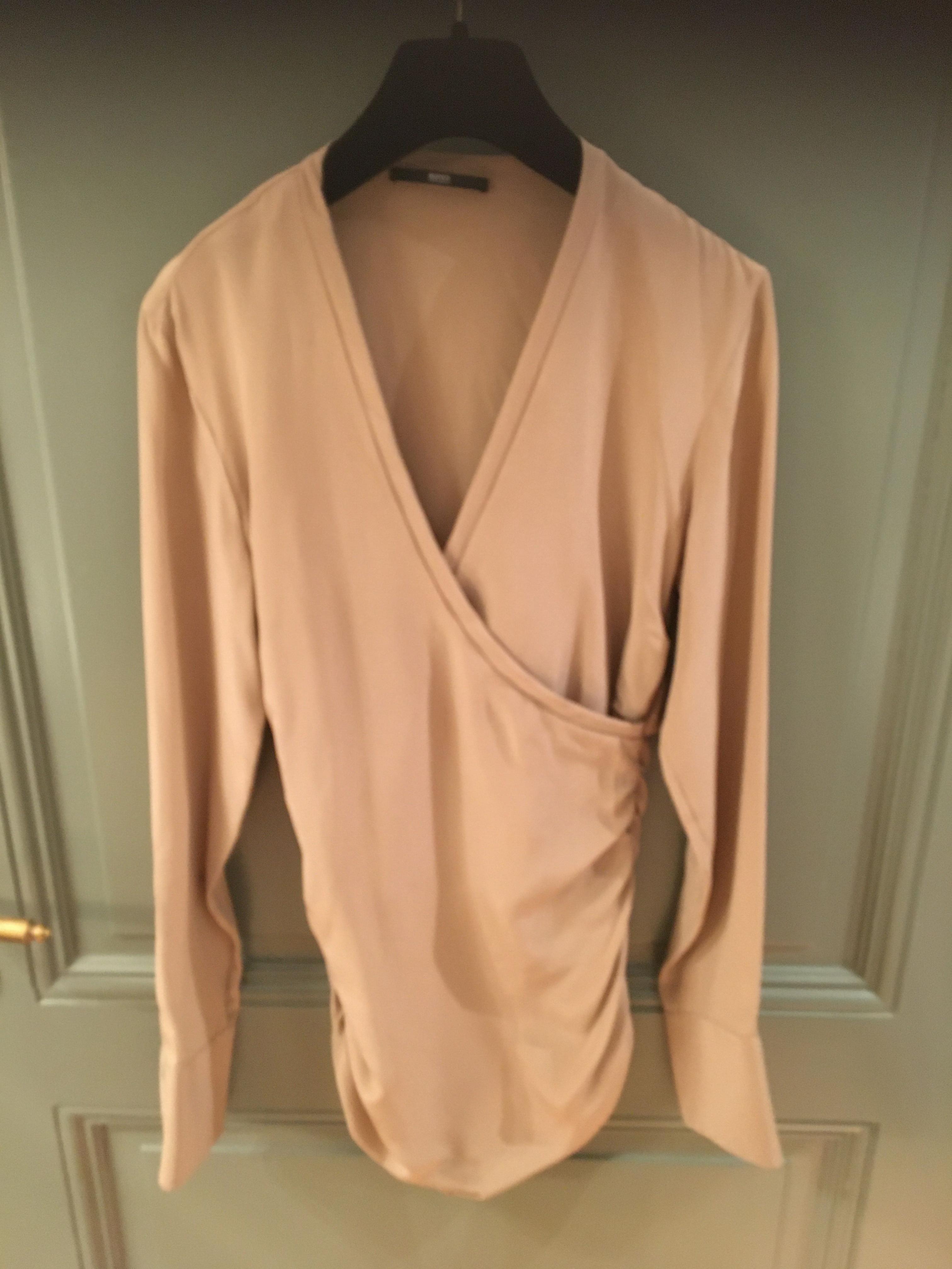 Boss Hugo Boss Tobacco Silk Wrap Top Size XS Beige/Nude