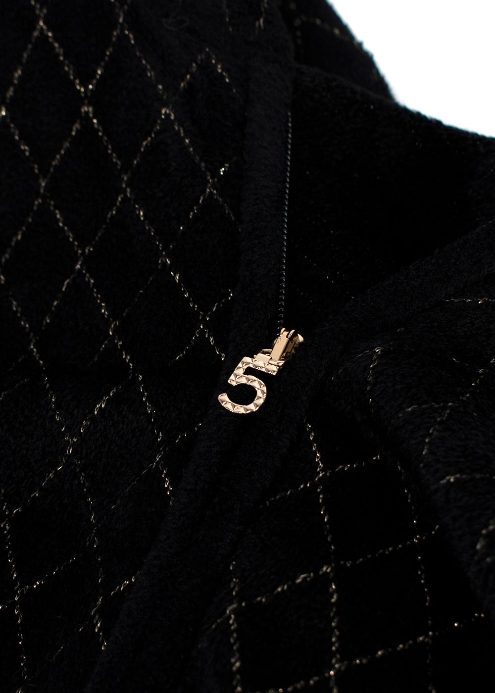 Chanel Black and Gold Check Zip Up Hoodie Size L black gold viscose