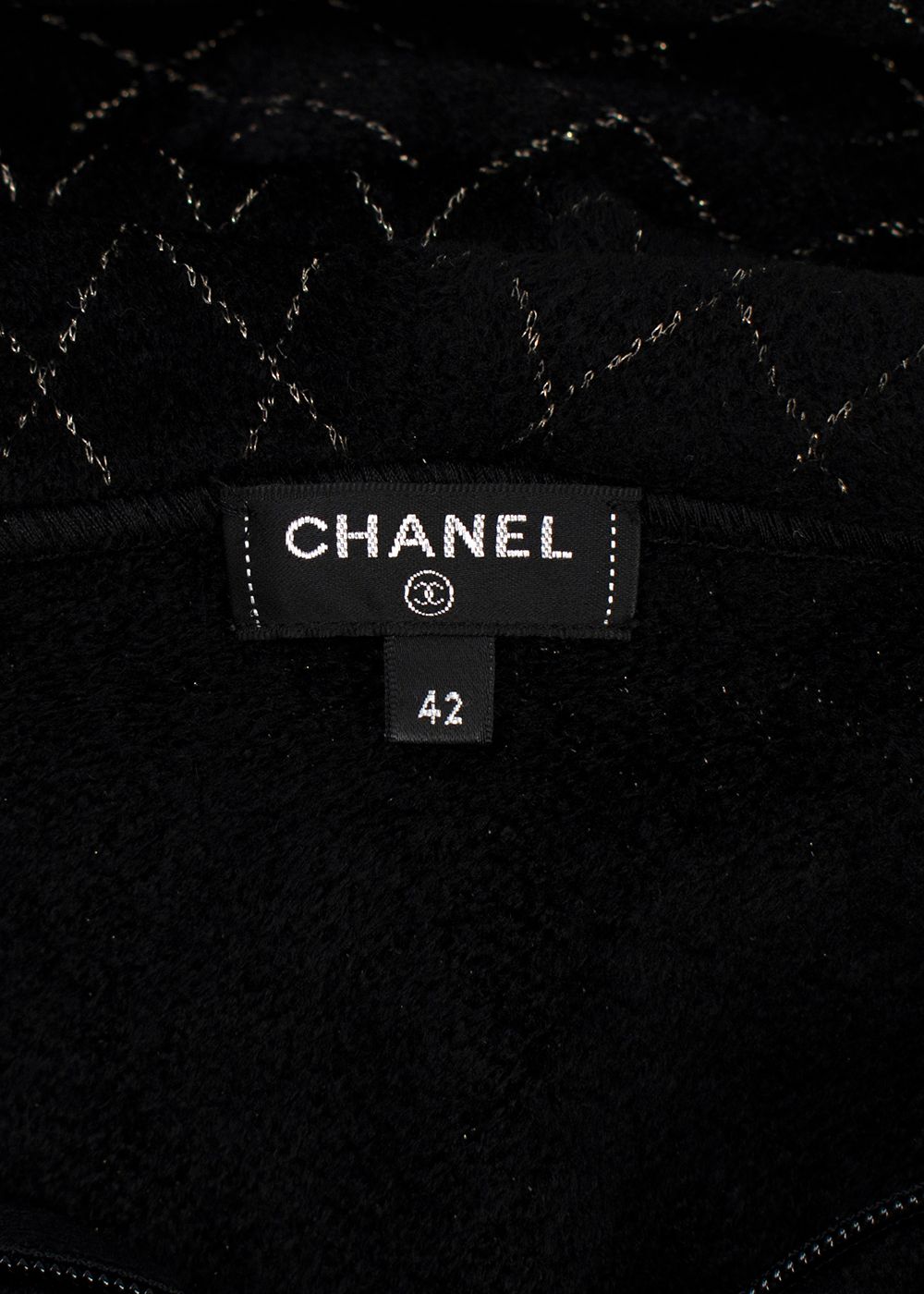 Chanel Black and Gold Check Zip Up Hoodie Size L black gold viscose