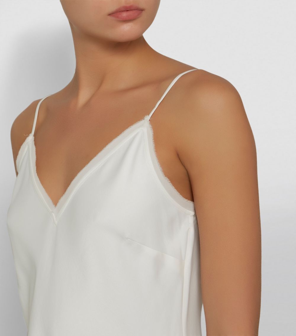 Frame White Frayed Hem Satin Cami Top Size XL viscose