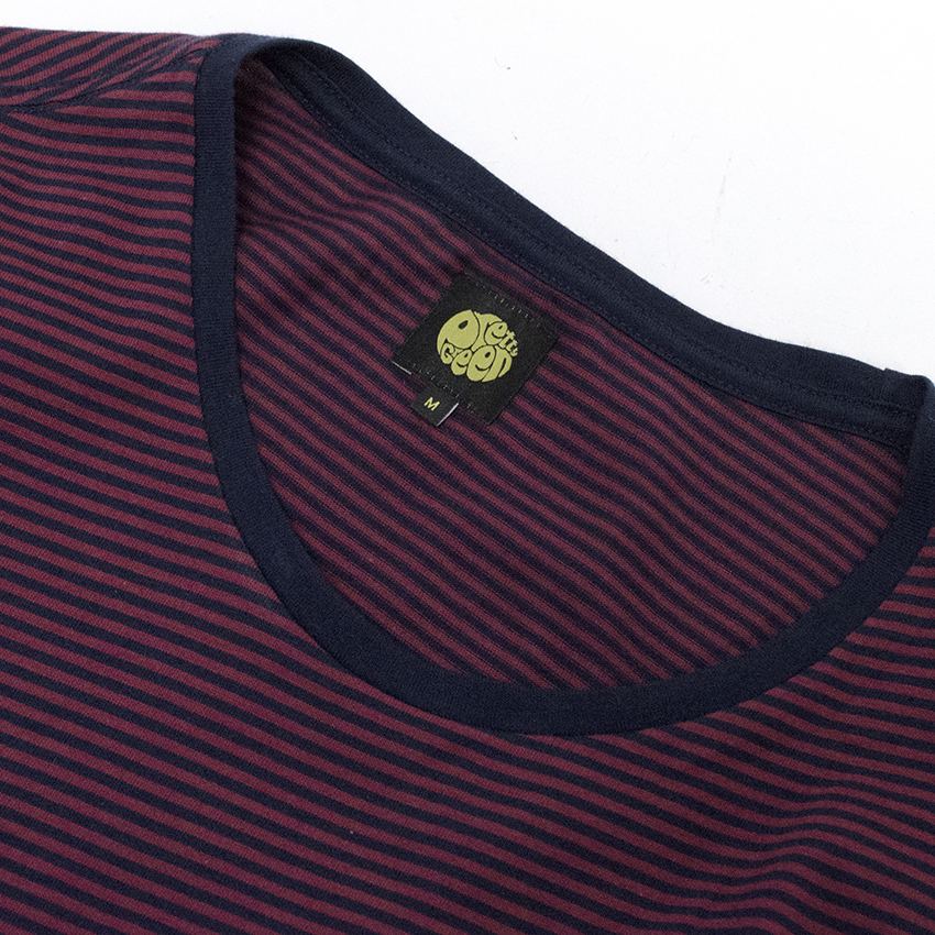 Men's Preowned Pretty Green Burgundy  Navy Striped Cotton T-shirt Size M Blue