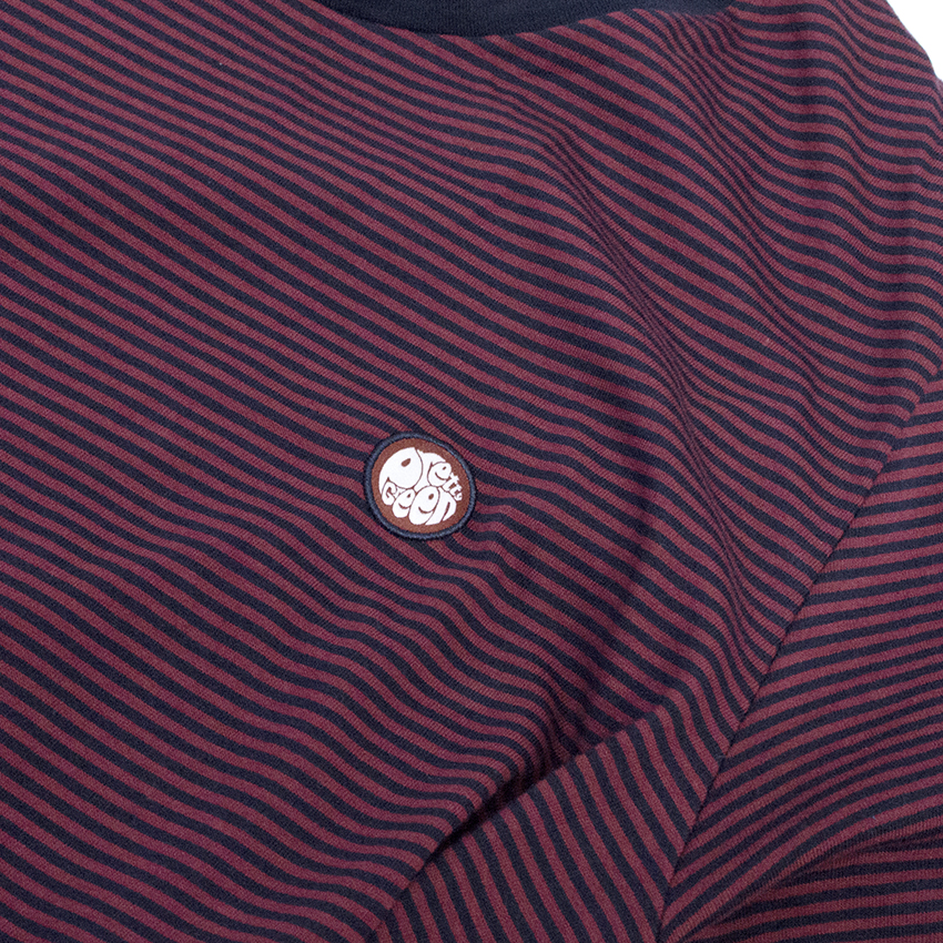 Men's Preowned Pretty Green Burgundy  Navy Striped Cotton T-shirt Size M Blue