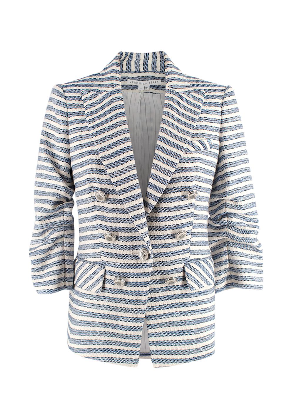 Veronica Beard Blue Striped Ryland Dickey Blazer Size XS blue and white cotton/polyester/viscose