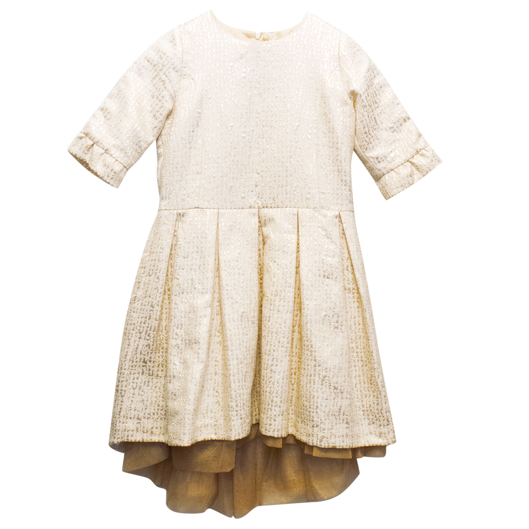 Boys Preowned Marie Chantal Girls Gold Jacquard Mini Dress Size M cotton