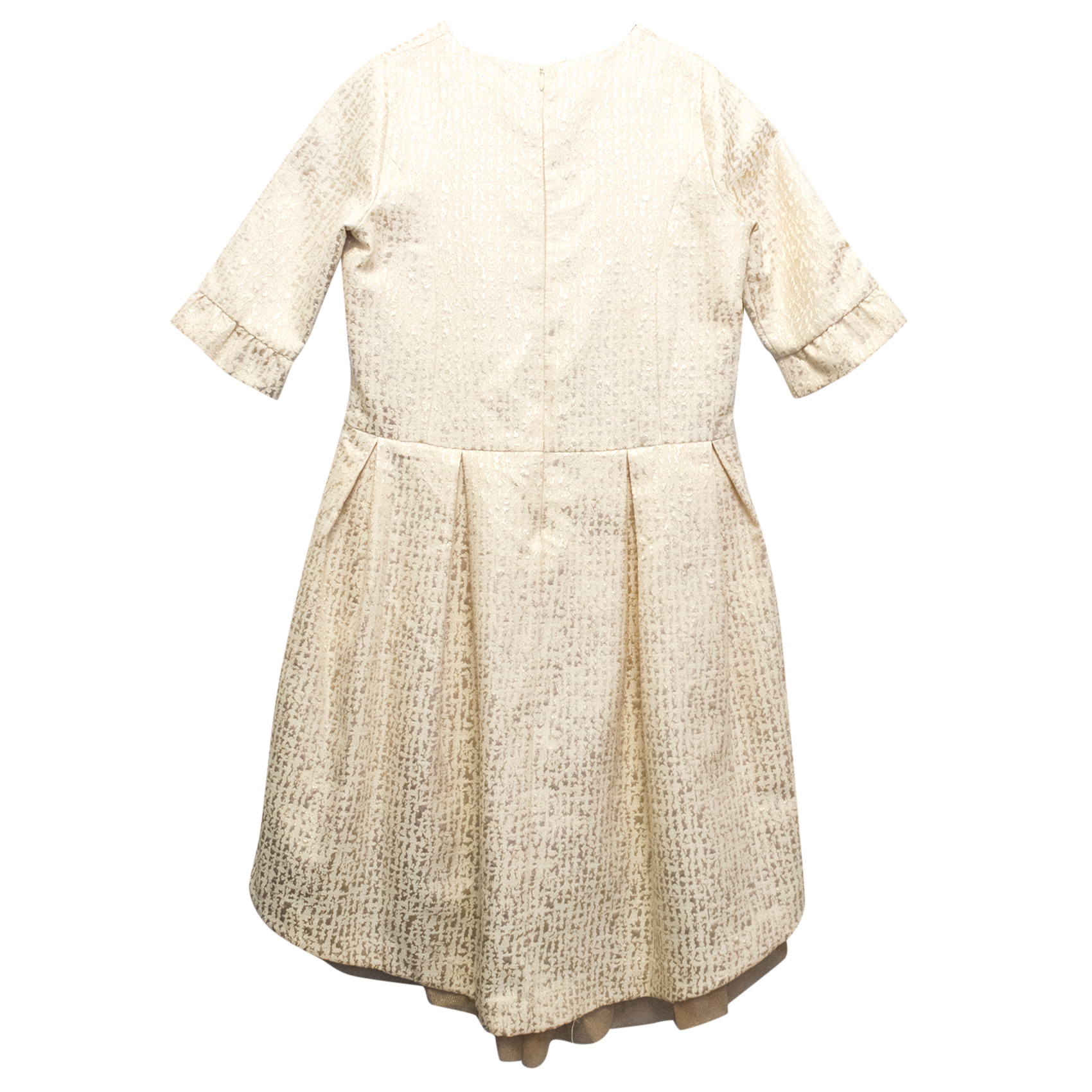 Boys Preowned Marie Chantal Girls Gold Jacquard Mini Dress Size M cotton