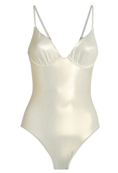 Melissa Odabash Metallic Seychelles Swimsuit Size XS Gold Shimmer polyamide/elastane