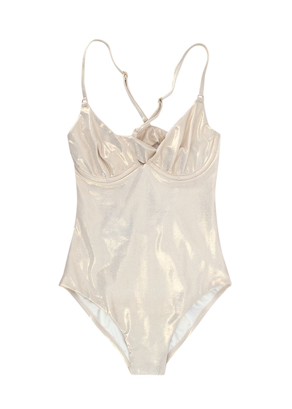 Melissa Odabash Metallic Seychelles Swimsuit Size XS Gold Shimmer polyamide/elastane