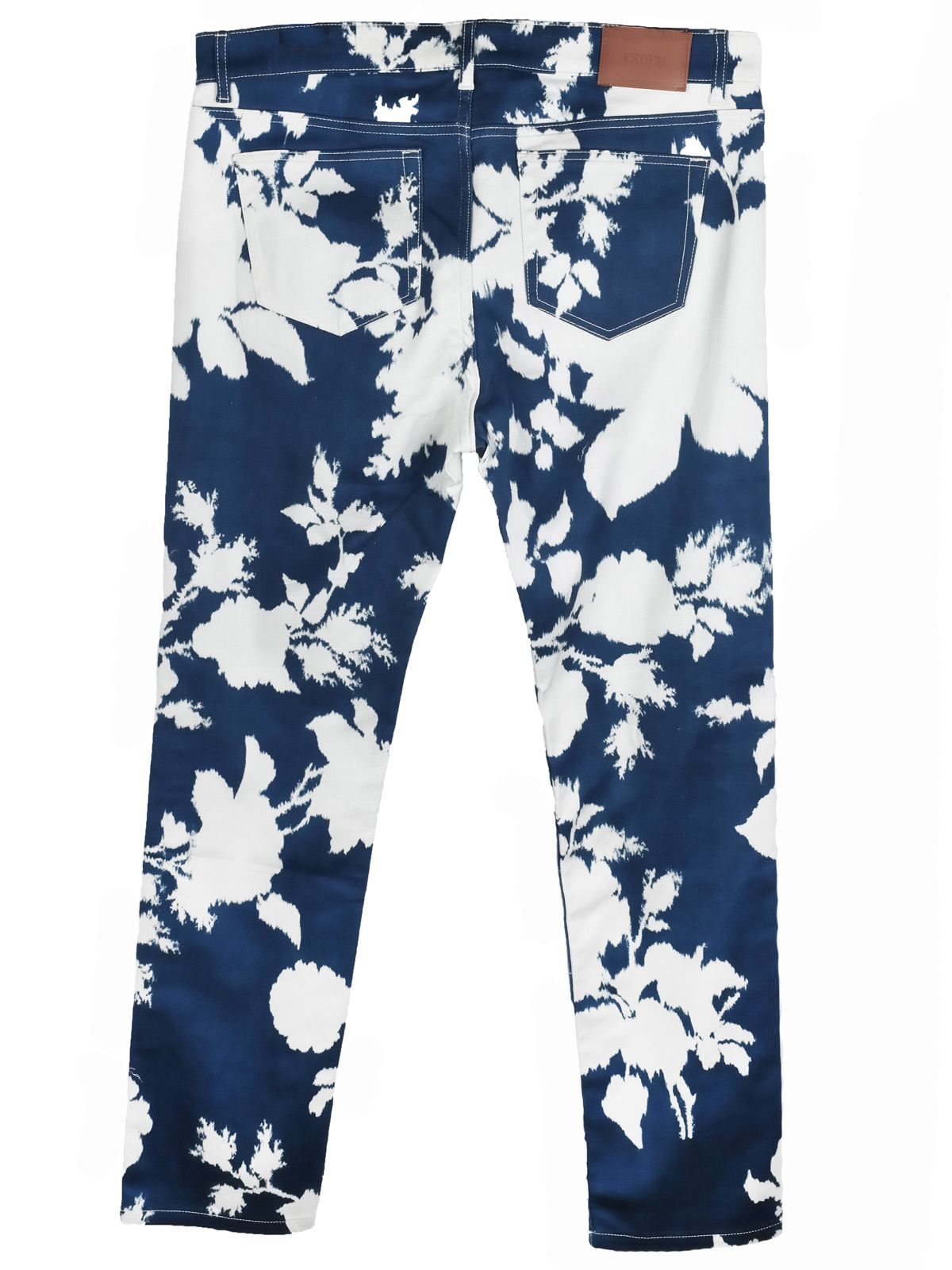 Men's Erdem Blue Floral Bleached Oliver Jeans Size XL Navy Blue/Off White cotton/elastane