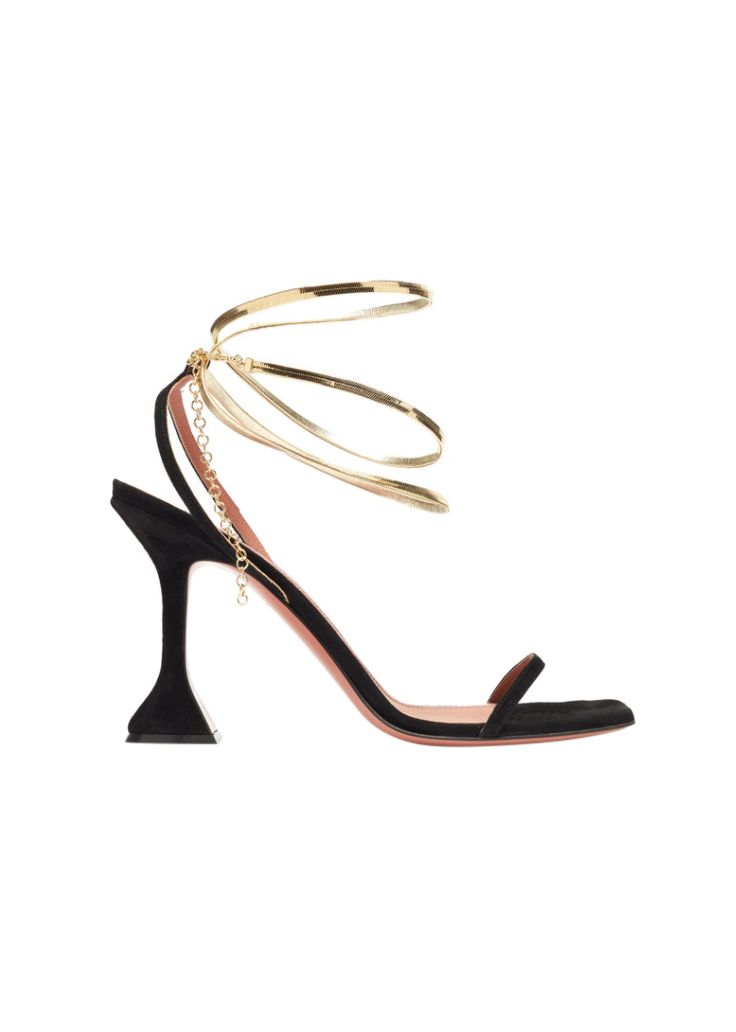 Amina Muaddi Henson metallic-strap suede sandals Size 365 Black