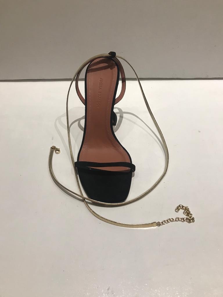 Amina Muaddi Henson metallic-strap suede sandals Size 365 Black