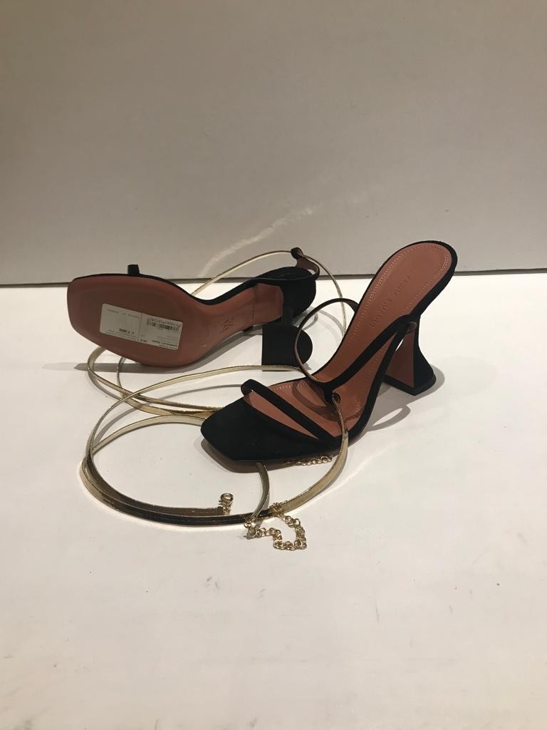 Amina Muaddi Henson metallic-strap suede sandals Size 365 Black