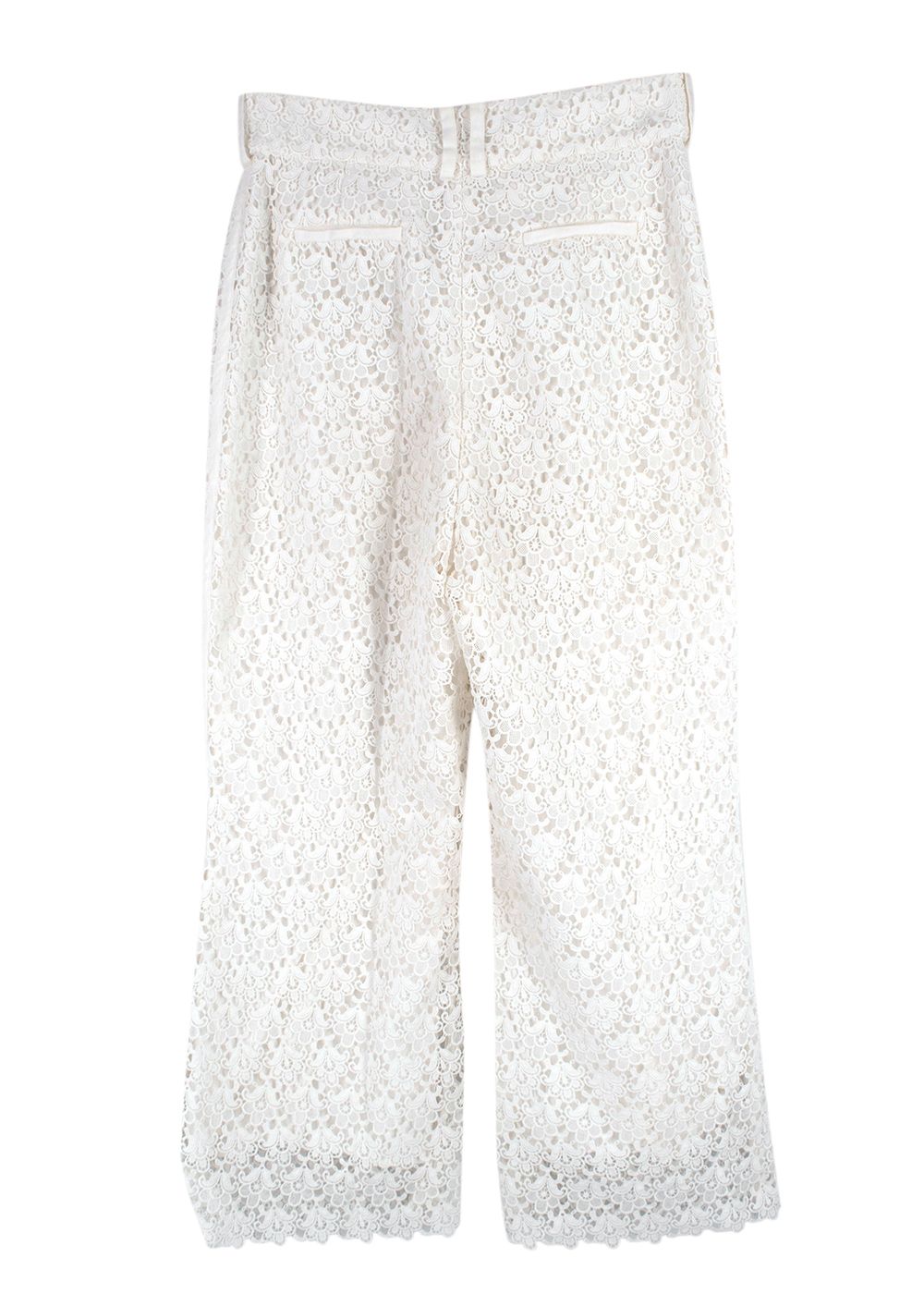 Zimmermann White Floral Crochet Trousers Size S linen