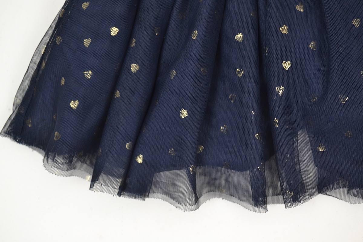 Boys Preowned Stella McCartney Navy  gold polka-dot tulle skirt Size 3 Years blue polyester