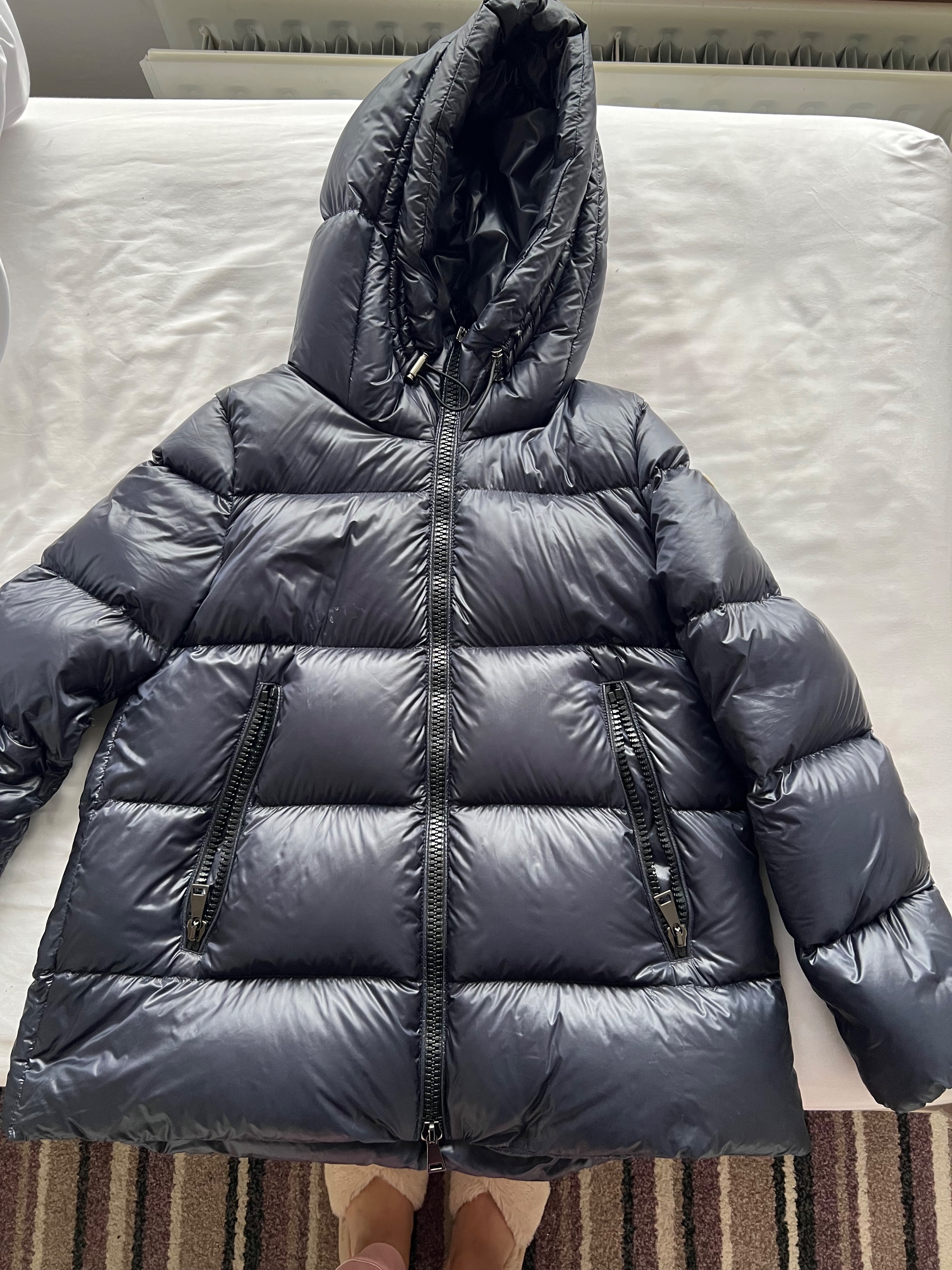 Preowned Moncler Navy Seritte Puffer Jacket Size M Navy blue nylon