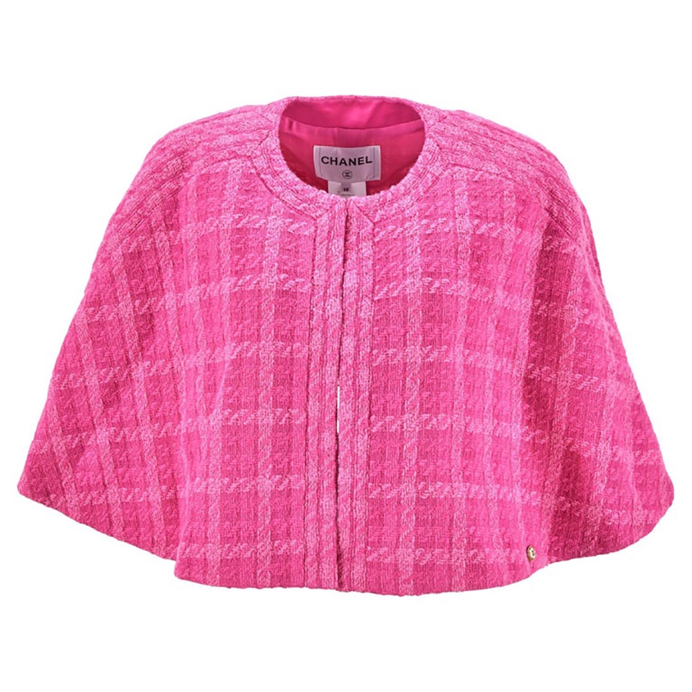 Chanel Pink Tweed Cape Jacket Size XS