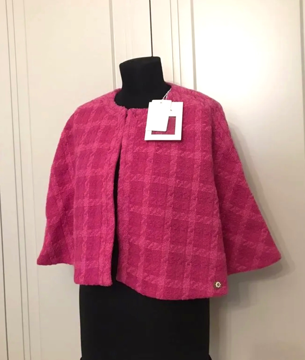 Chanel Pink Tweed Cape Jacket Size XS