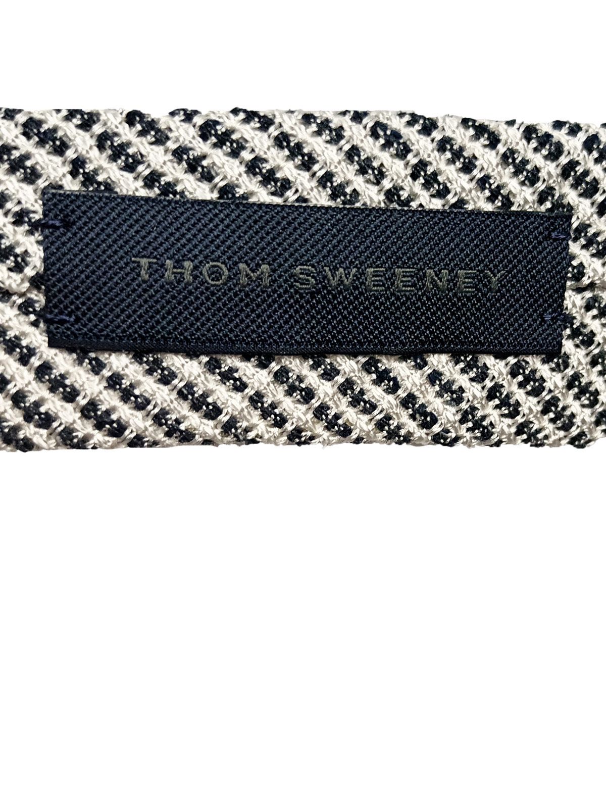 Men's Thom Sweeney Black  white woven silk tie Grey