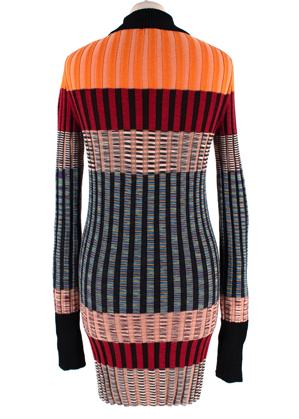 Preowned Missoni Multicoloured Ribbed Turtleneck Midi Dress Size S cotton