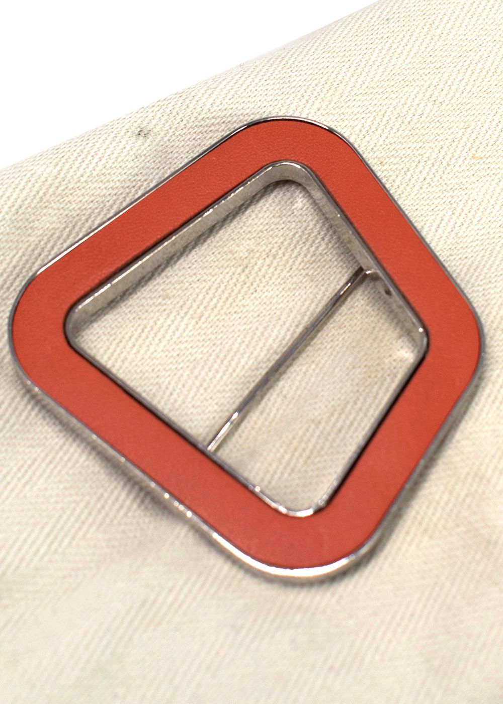 Preowned Loewe Orange Leather and Silver Geometric Brooch orange silver