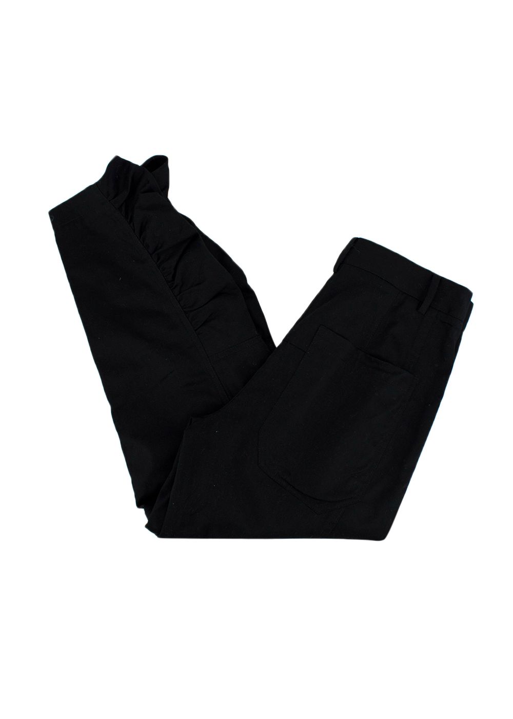 Preowned Tibi Black Ruched Leg Cotton Trousers Size XXS