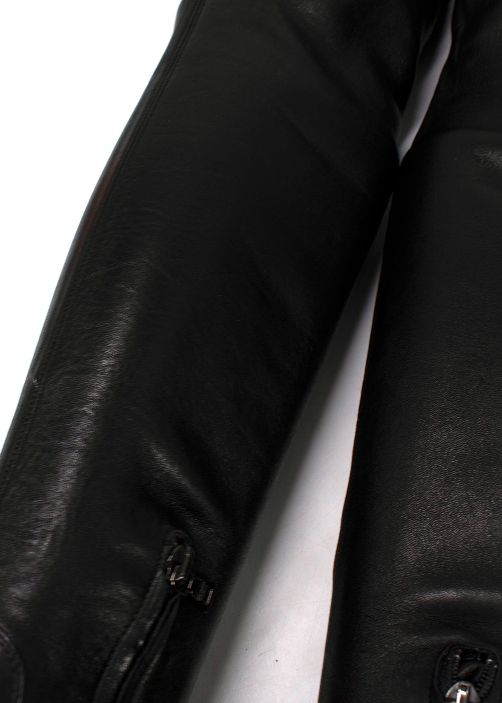 Preowned Prada Over-the-Knee Black Stretch Leather Boots Size 365