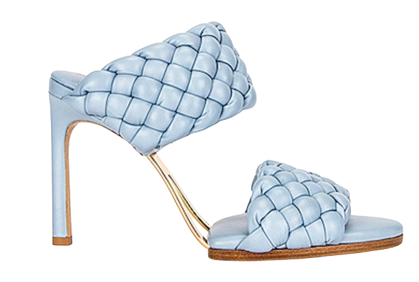 Preowned Bottega Veneta Light Blue Lido Mules Size 38 powder blue leather