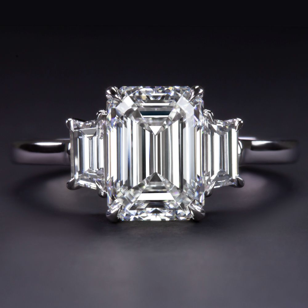 Verde 2ct IGI Lab-grown Emerald Cut Diamond Ring Silver k white gold/lab-grown diamond