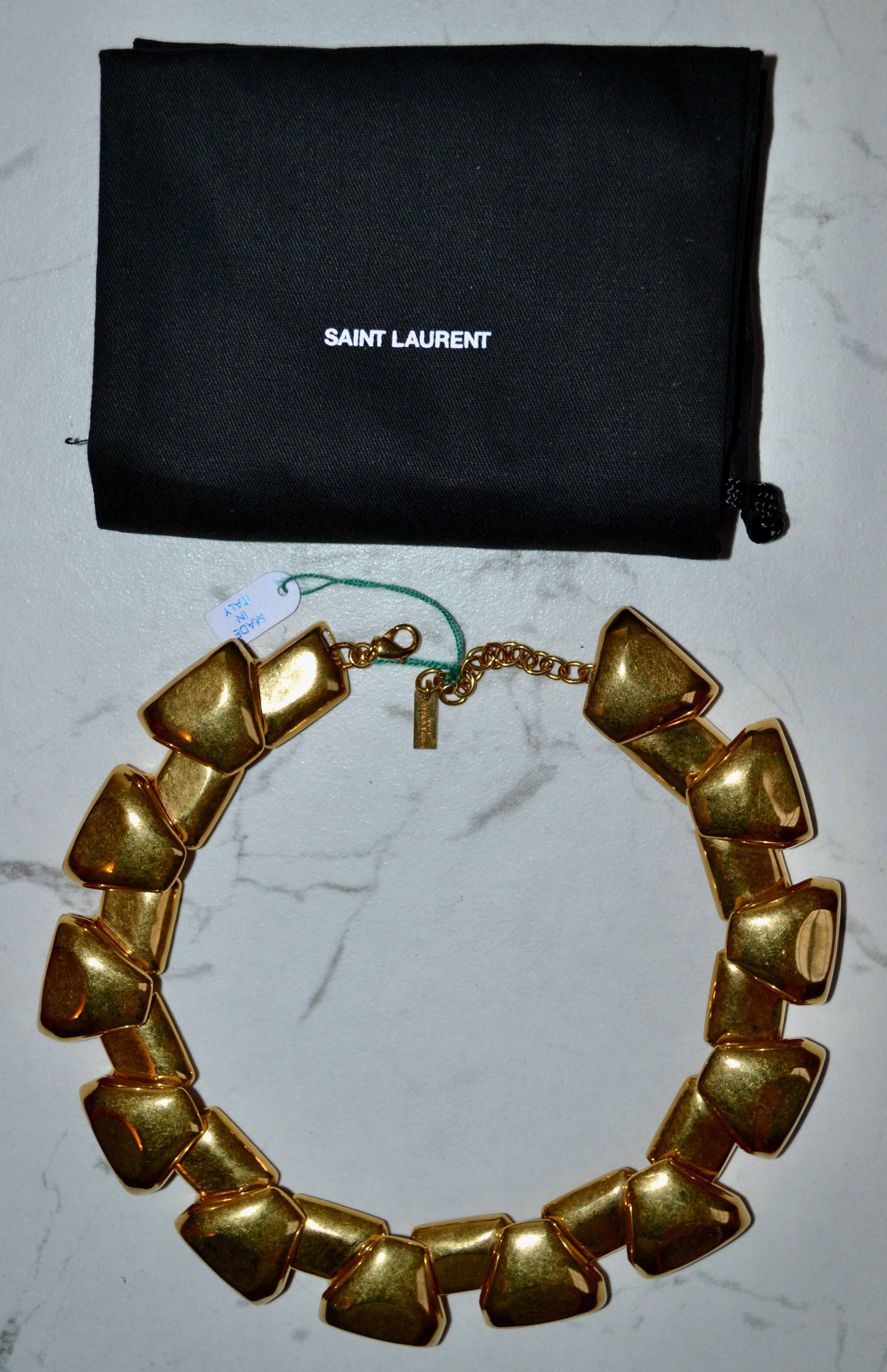 Saint Laurent Gold Tone Chunky Necklace metal