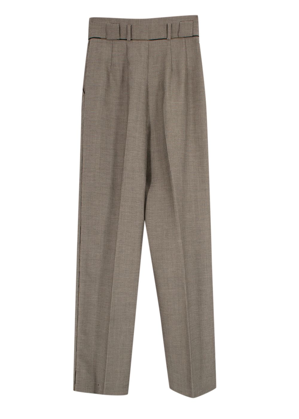 Fendi Brown Houndstooth Tailored Trousers Size XS Grey wool