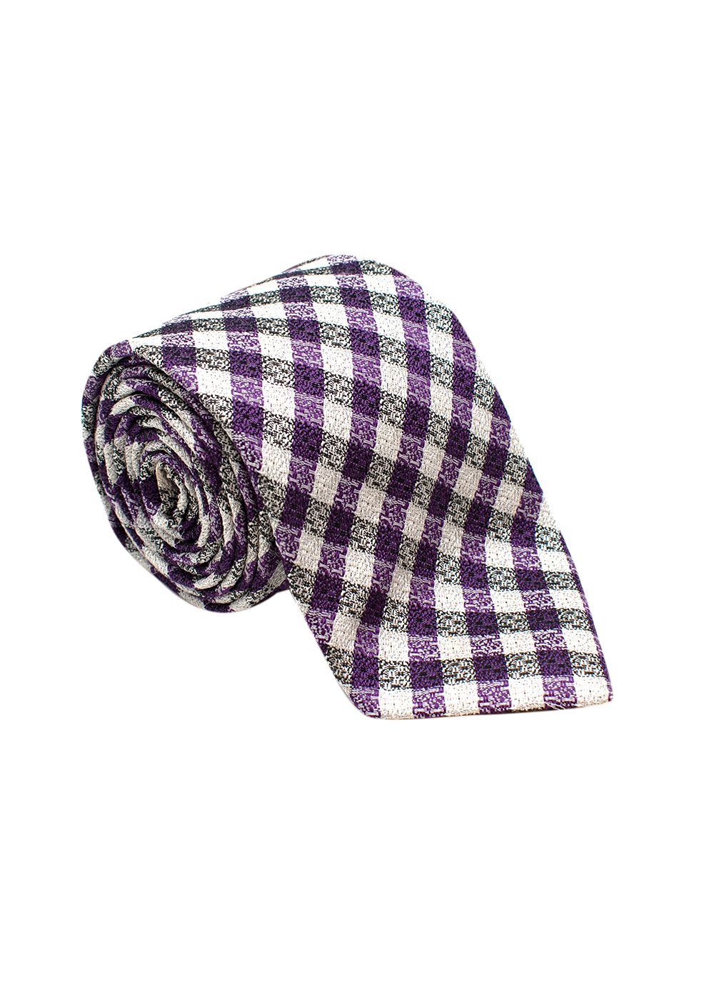 Men's Cremieux Purple Checked Silk Tie