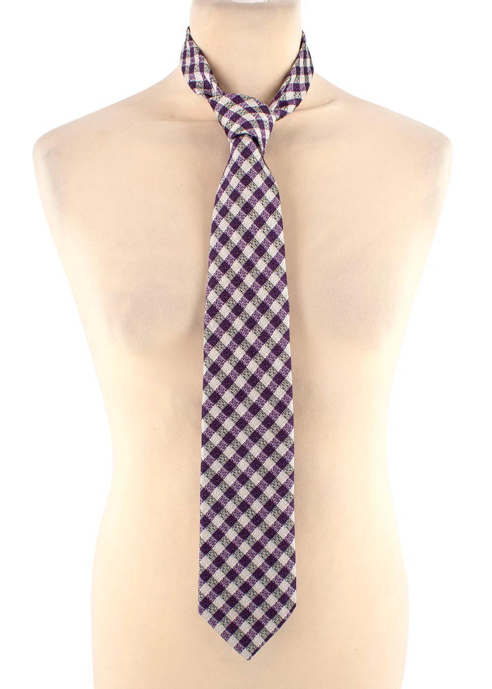 Men's Cremieux Purple Checked Silk Tie