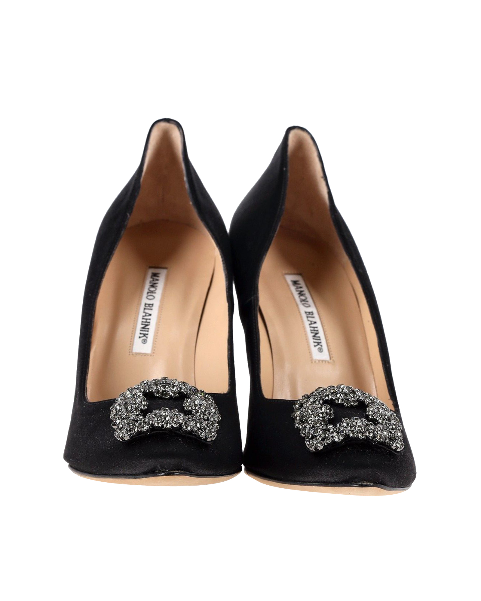 Preowned Manolo Blahnik Black Satin 105mm Hangisi Pumps Size 40