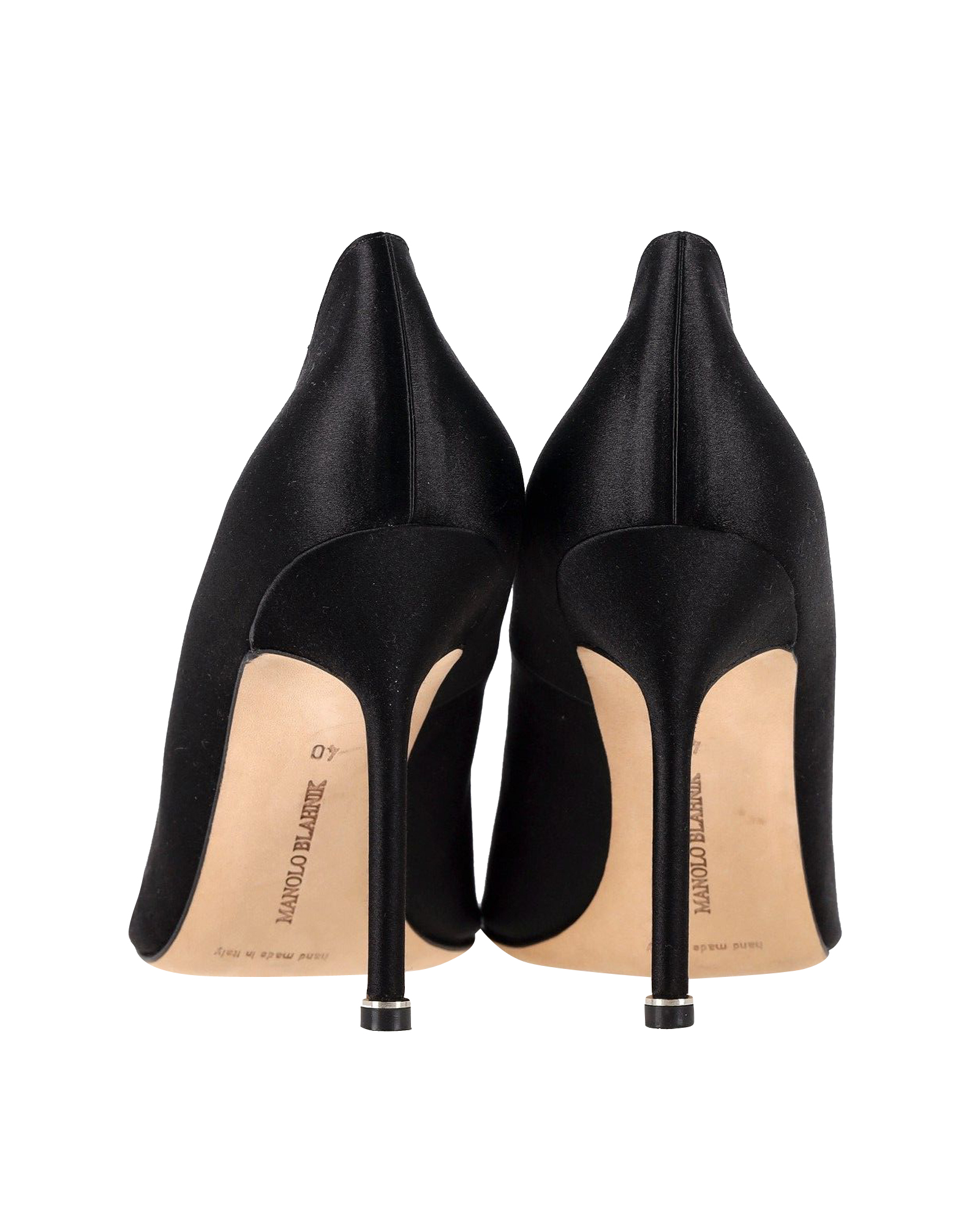 Preowned Manolo Blahnik Black Satin 105mm Hangisi Pumps Size 40