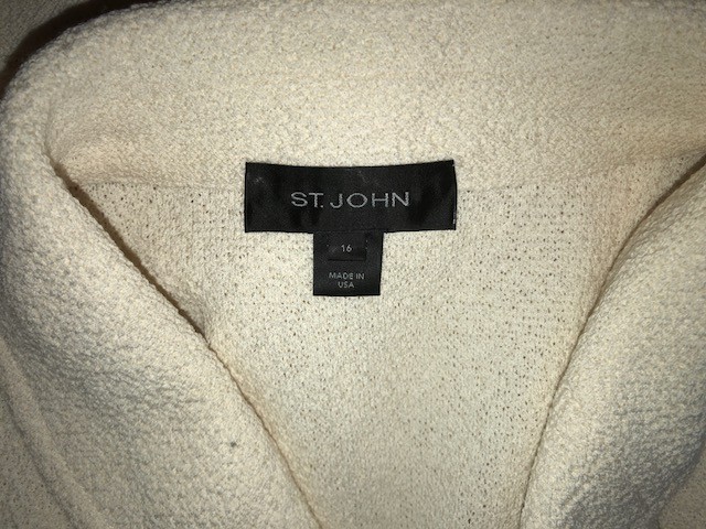 Preowned St John Cream Knit Jacket Size M wool