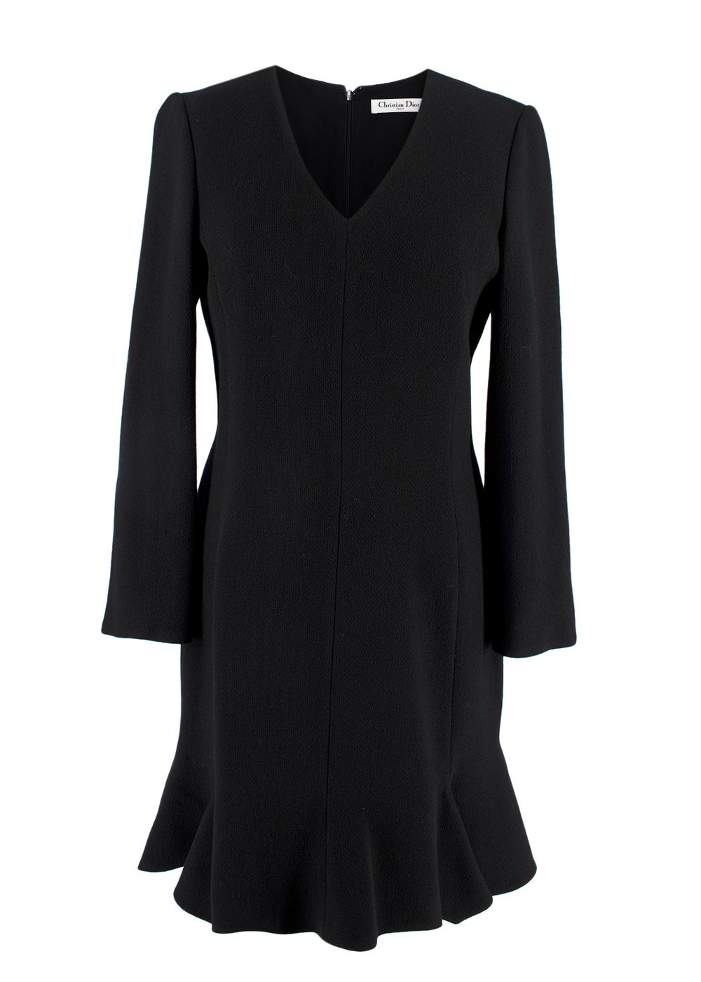 Dior Black Virgin Wool Crepe Dress Size S