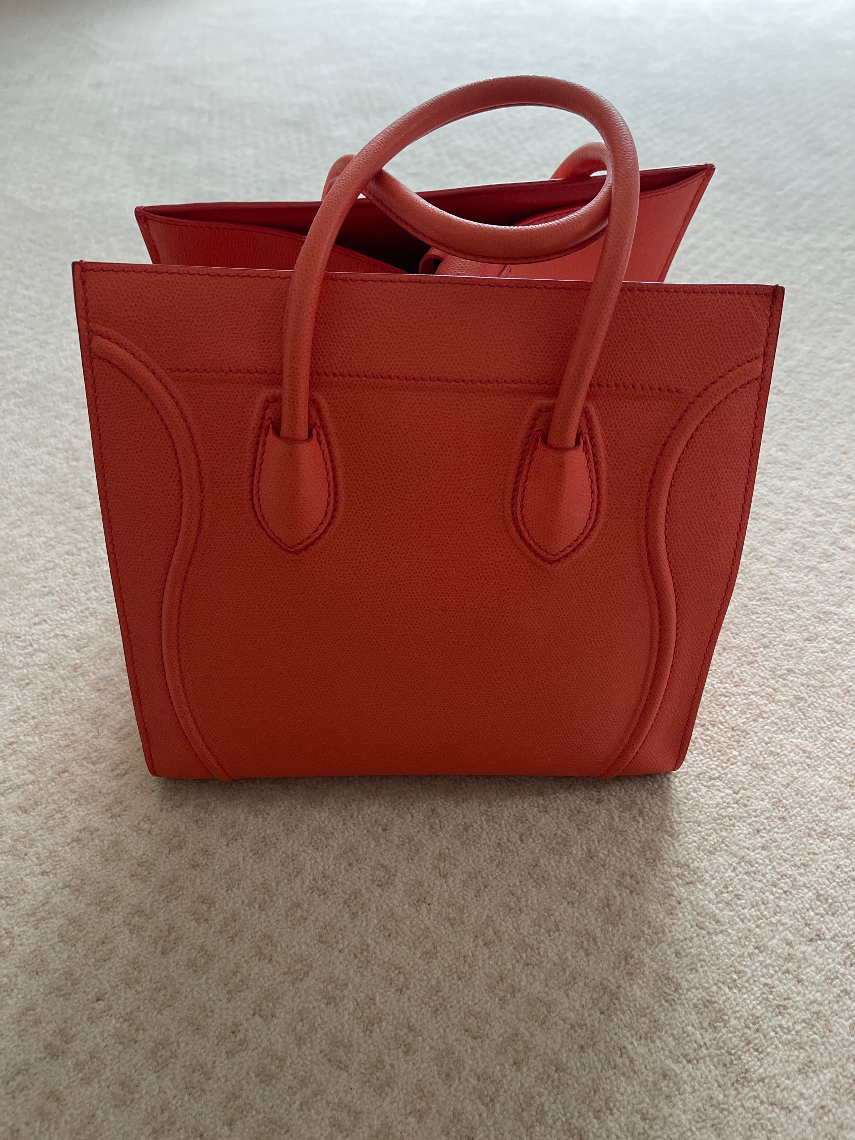 Preowned Celine Orange Phantom Luggage Tote leather