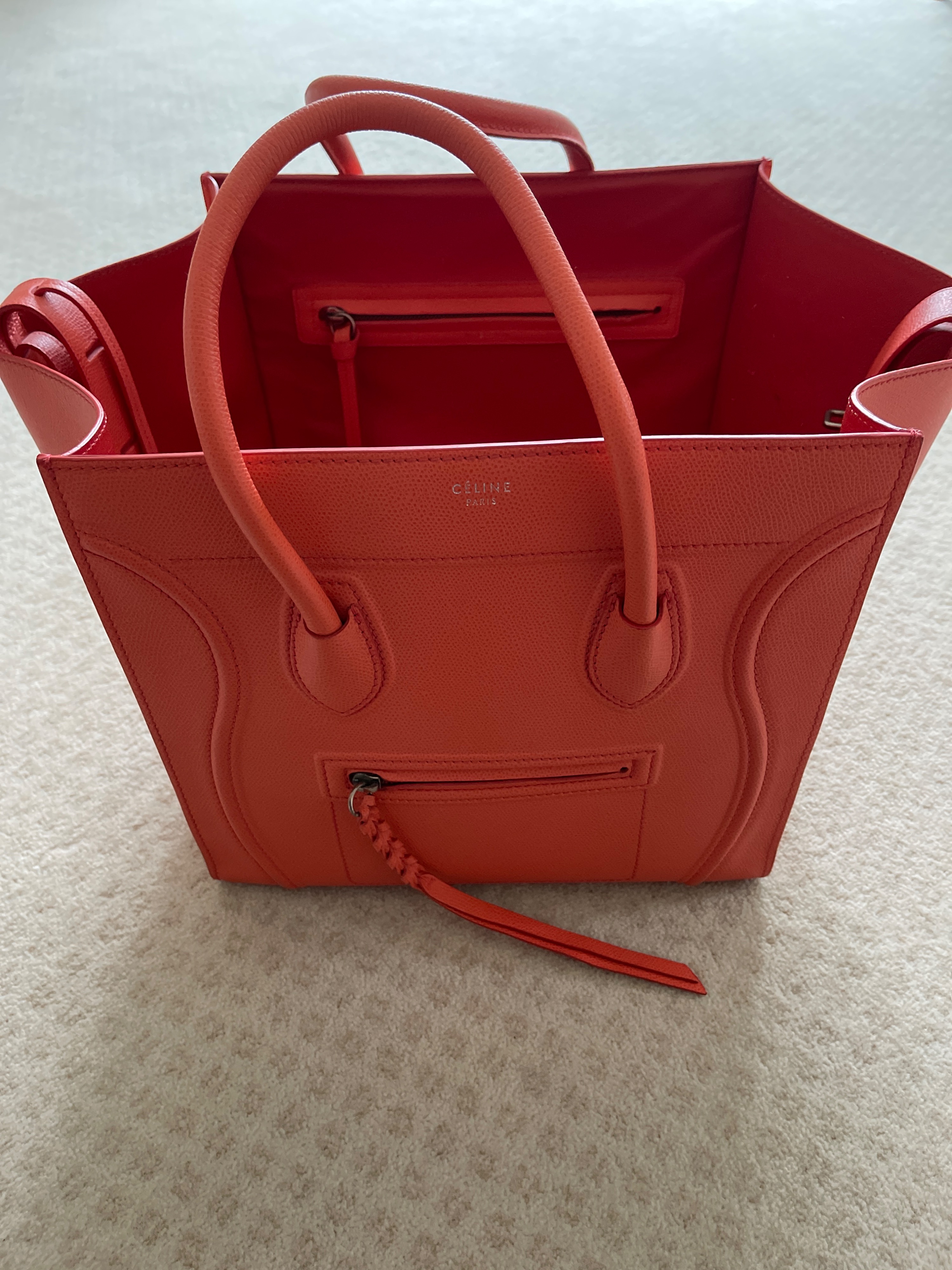 Preowned Celine Orange Phantom Luggage Tote leather