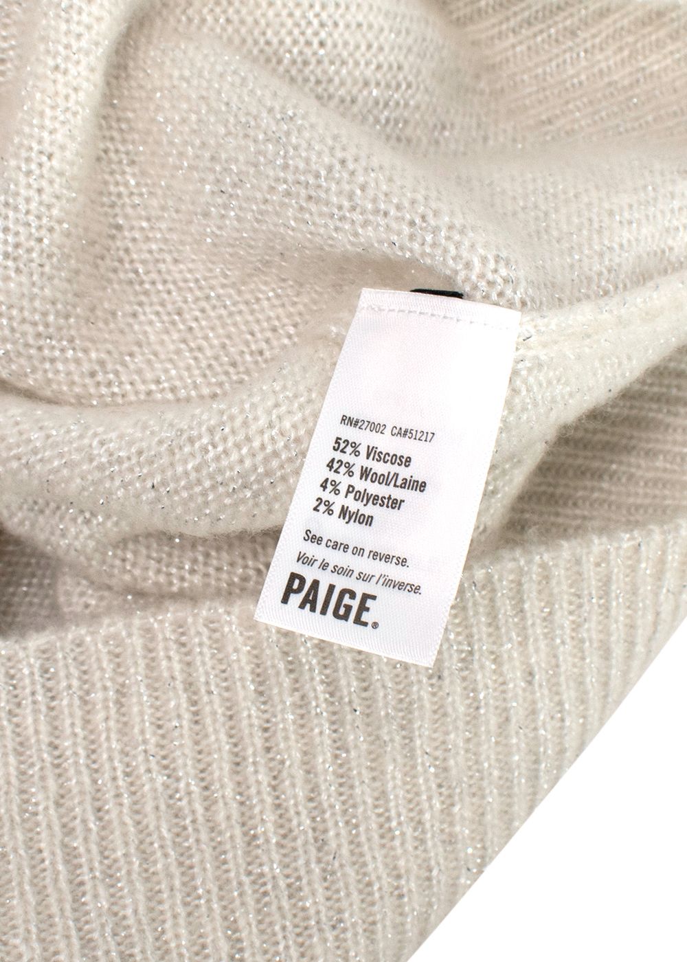 Paige Metallic Cream Raundi Wool Blend Jumper Size M viscose