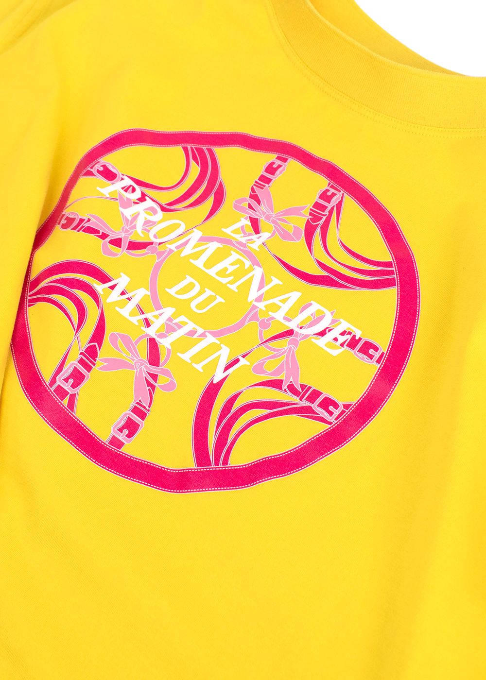 Hermes Yellow 'Le Promenade du Matin' T-shirt Size L yellow pink cotton