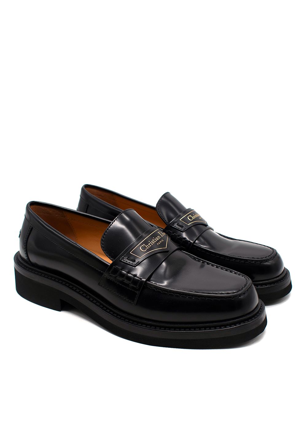 Dior Black 'Boy' Leather Loafers Size 36.5 black brushed calfskin leather