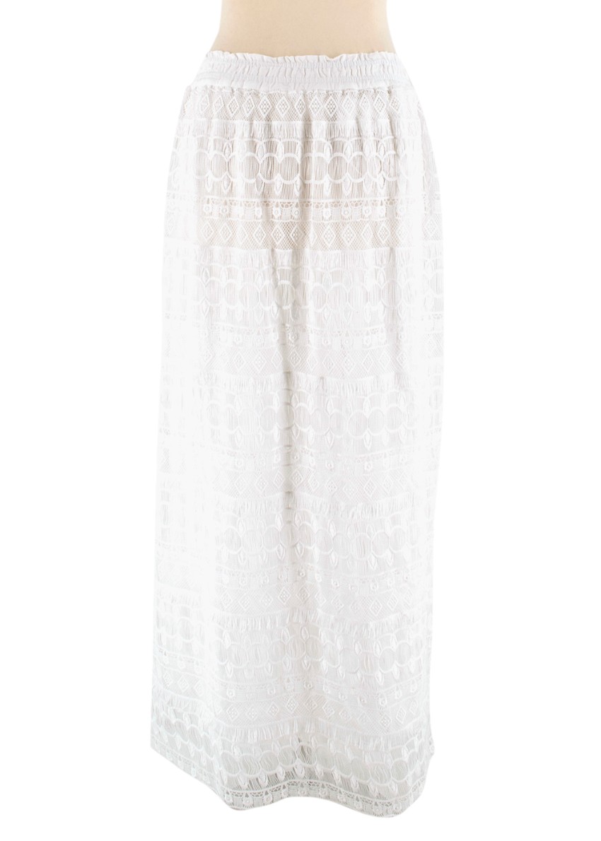 Preowned Tularosa Button Down White Lace Maxi Skirt Size S polyester