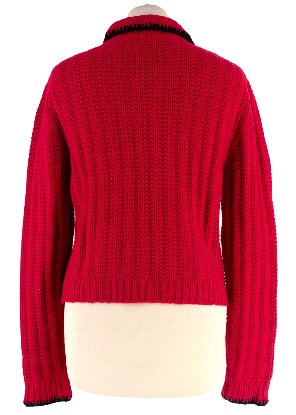 Preowned Miu Miu Red Contrast Stitch Crochet Cardigan Size XS cashmere blend