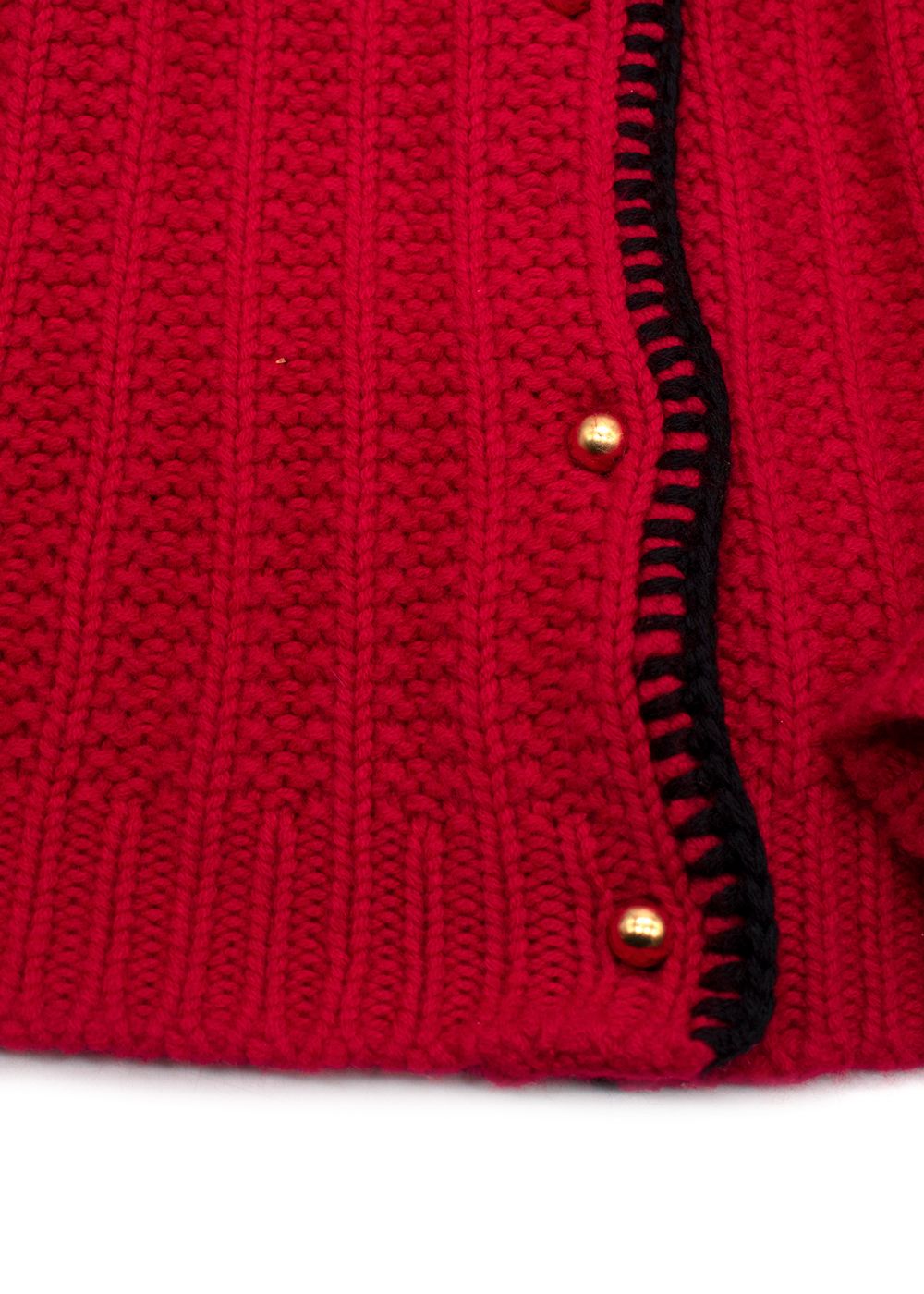 Preowned Miu Miu Red Contrast Stitch Crochet Cardigan Size XS cashmere blend