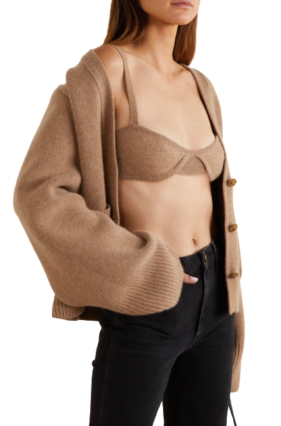 Khaite Eda cashmere soft-cup bra Size S camel