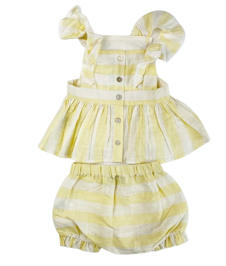 Boys Preowned Tartine et Chocolat Yellow Summer Set Size 3-6 Months Yellow and White cotton