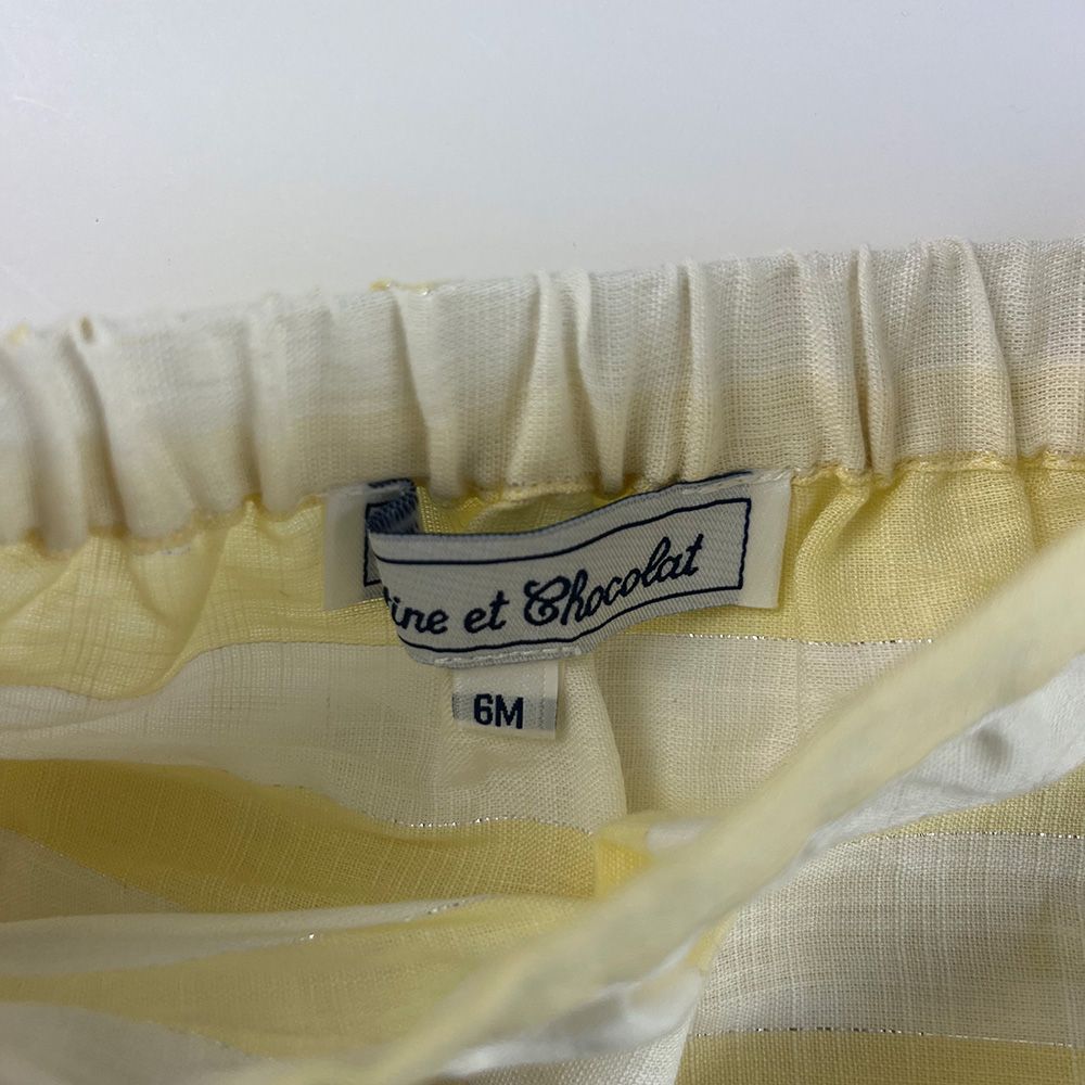 Boys Preowned Tartine et Chocolat Yellow Summer Set Size 3-6 Months Yellow and White cotton