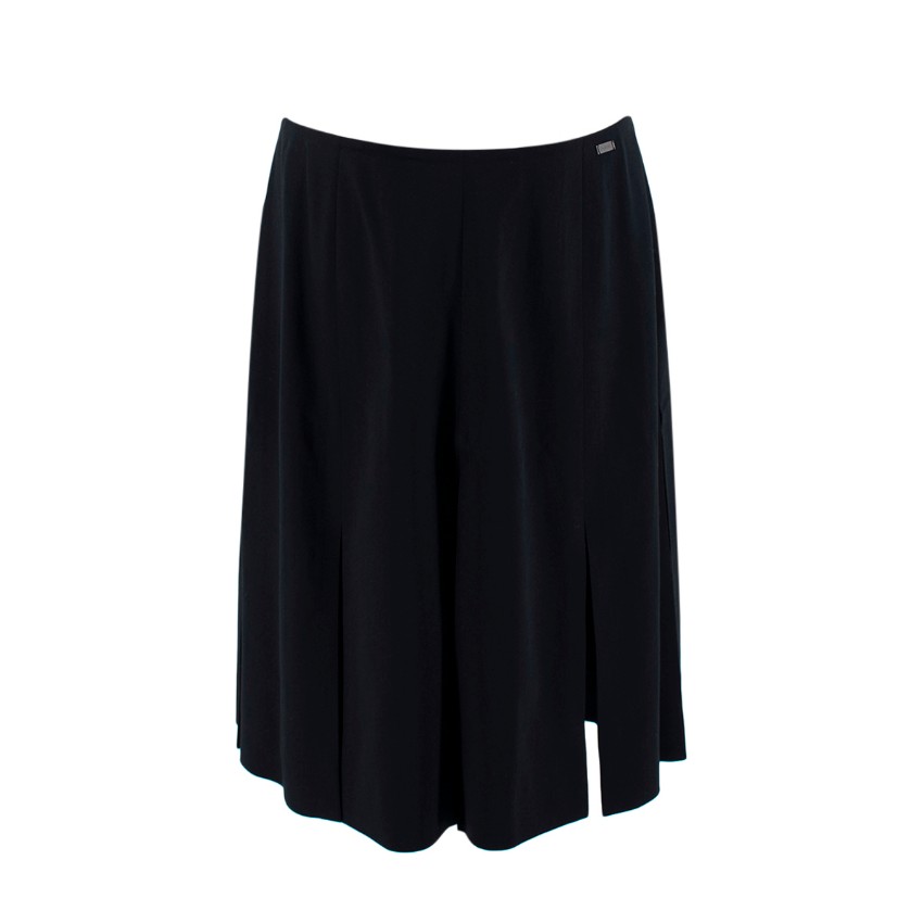 Preowned Chanel Vintage Black Pleated Skirt Size L wool